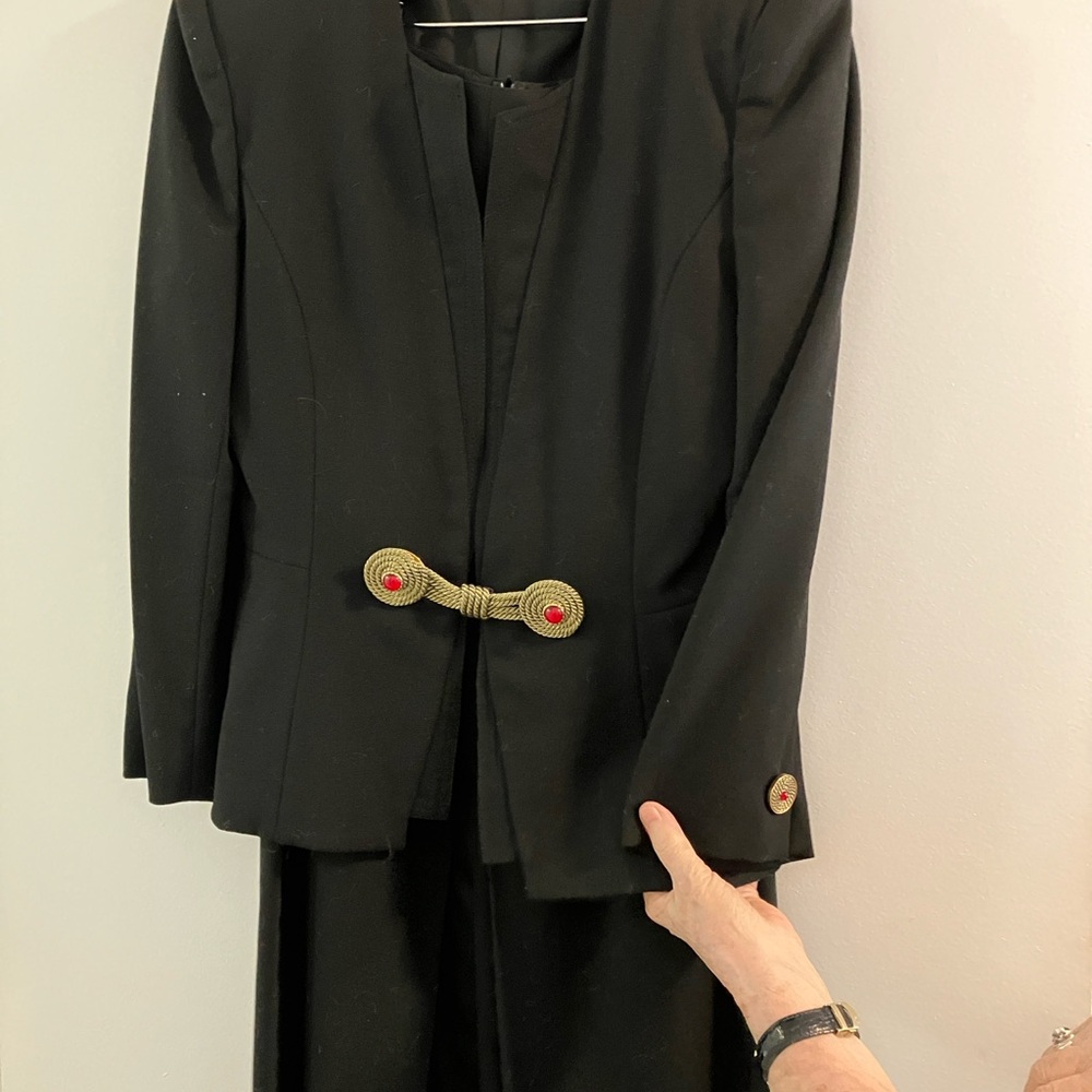 Black Blazer with Gold and Red Accents